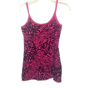 🌞 OP Ocean Pacific Barbiecore pink black zebra tiger print surfer tank top S